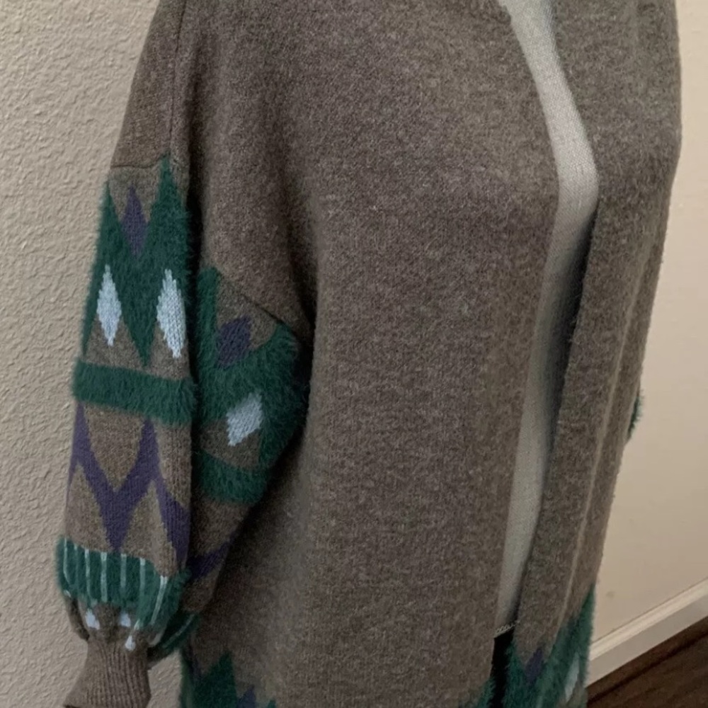 Anthropologie Kai Long Open Cardigan Sweater One Size Gray Excellent RARE HTF - Picture 6 of 12